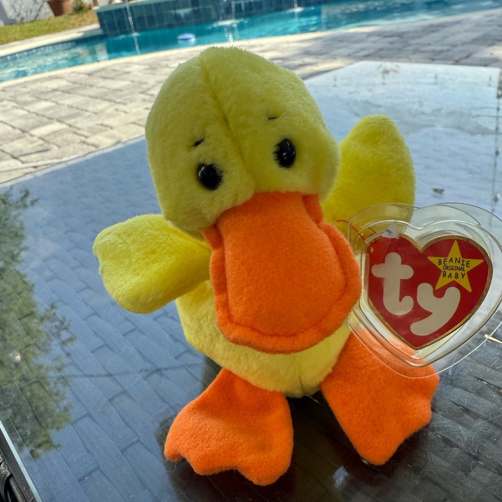Ty Beanie Baby Bright Yellow Duck Plush *RARE*